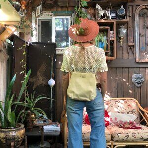 Tan Leather Backpack , Beige Leather Shoulder Bag , Y2k Fashion